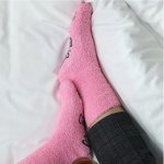 Ponožky dámské hřejivé – ponožky pro dámy růžové protiskluzové s nápisem