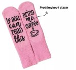 Ponožky dámské hřejivé – ponožky pro dámy růžové protiskluzové s nápisem
