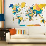 3D mapa světa ze dřeva SUNRISE 100x60cm – obraz na zeď 3D mapa světa