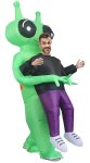 Kostým mimozemšťan zelený – nafukovací oblek Alien s ventilátorom na Halloween