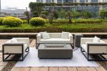 Plynový krb s ohništěm - exteriérový + stůl - zahradní ohniště LUXURIO 140x70cm šedé