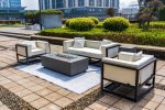 Plynový krb s ohništěm - exteriérový + stůl - zahradní ohniště LUXURIO 140x70cm šedé