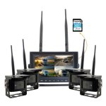 Sistema de estacionamento WiFi de 4 câmeras + LCD REC de 7" em micro SD