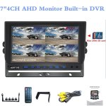 Monitor auto de 7" pentru 4 camere de marșarier AHD/CVBS + ÎNREGISTRARE
