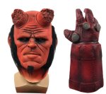 Maska na obličej Hellboy čert – červená maska na Halloween pro fanoušky fantasy