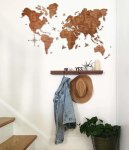 3D drevená mapa sveta vo farbe dub 150×90 cm – nástenný obraz 3D drevená dekorácia