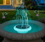 Fontana do bazena zahradna LED svietiaca farebná RGB - Solárna so 6 tryskami