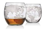 Karafa Globus na whisky – dárkový set se 2 skleničkami a 9 kameny
