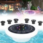 Fontana do bazena zahradna LED svietiaca farebná RGB - Solárna so 6 tryskami