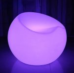 LED svietiace kreslo z plastu vonkajšie - RGB farebný taburet 56x46cm vodeodolný s IP44