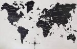 3D dřevěná nástěnná mapa světa ze dřeva – černý dekor, 100 × 60 cm mapa na zeď