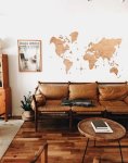 Nástěnná mapa světa dřevěná 3D – světlé dřevo, 100×60 cm dřevěný obraz na zeď