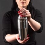 Koktejlový set s bambusovým stojanem – shaker + sada 11 doplňků dárková