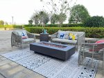 Venkovní ohniště plynové - stolní krb z betonu do exteriéru LUMISA 152x70 cm