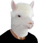 Maska na obličej alpaka lama bílá silikonová – maska pro děti i dospělé na Halloween