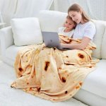 Deka kulatá tortila - Přikřívka s designem připáleného burrita 150 cm