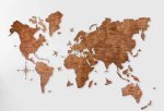 3D drevená mapa sveta vo farbe dub 150×90 cm – nástenný obraz 3D drevená dekorácia