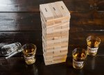 Věž Jenga dřevěná - společenská hra se 4 skleničkami na shoty pro 2-4 hráče