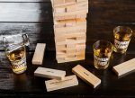 Věž Jenga dřevěná - společenská hra se 4 skleničkami na shoty pro 2-4 hráče