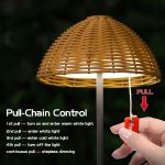 Prenosná LED lampa na stol exteriérová ratanová lampa s krytím IP44