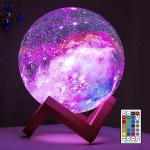 GALAXIA noční LED světlo s ovládáním 16 barev + dřevěný podstavec