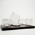 Karafa lebka 1 l – sada se 6 skleničkami 3D lebka 75 ml