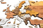 Velká 4D mapa světa 300x150cm – dřevěný obraz mapa světa ze dřeva ORIGINAL