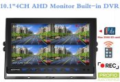 Monitor hibrid AHD/CVBS de parcare (marșarier) de 10,1" + ÎNREGISTRARE