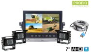 Car reversing camera with 7" HD monitor set + 3x HD camera