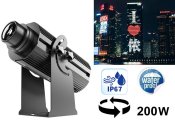 Reflector LED Gobo 200W până la 100m - proiectie luminoasă a logo-ului tău pe clădiri și pereți