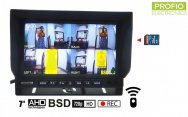 BSD LCD monitorius 7" skirtas 4 atbulinės eigos kameroms su vaizdo įrašymu