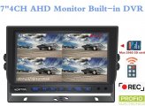7" automobilinis monitorius skirtas 4 atbulinės eigos AHD/CVBS kameroms + ĮRAŠYMAS