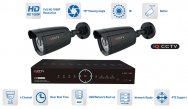 Kamerasystem AHD 2x 1080P kamera med 20m IR och hybrid DVR