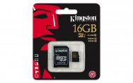 16 GB „Micro SDHC“ 10 klasės „Kingston“.