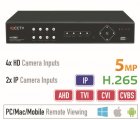 DVR rekordér hybridní AHD 5MP - 4 HD kamery + 2 IP kamery