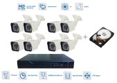 Camera set 8x 720P bullet camera met 20m IR en DVR + 1TB HDD