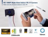 Telecamera LED IR WiFi/P2P Full HD mini pinhole da 10 mm - Fisheye 145°