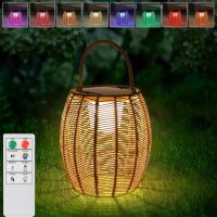 Ratanová solárna LED lampa - ratanový lampáš farebný RGB s krytím IP44