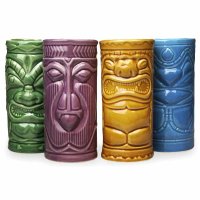 Sada keramických pohárov na koktejly – Koktejlové poháre Tiki Mugs, 4 kusy