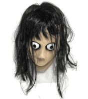 Maska na tvár Momo – strašidelná maska bábiky na Halloween pre deti aj dospelých