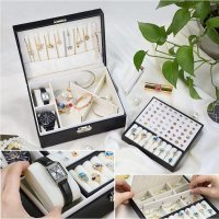 Šperkovnica organizér so zámkom – box na šperky pre ženy a dievčatá 23 x 17,5 x 8,5 cm
