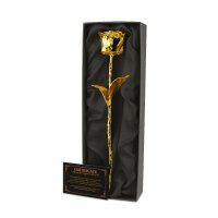 Ruža zo zlata 24k – pozlátený kvet, darček pre ženu