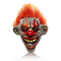 Maska na tvár Fire Evil Clown – hororová klaunská maska na Halloween
