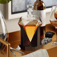 Karafa diamant na whisky 850 ml – nádoba na whiskey sklenená (stojan + 9 kameňov)