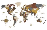Mapa světa nástěnná - 4D dřevěná mapa světa 250x125 cm obraz na zeď INDIGO