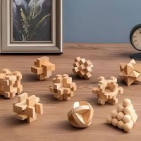 Hlavolamy drevené 3D – set 9 skladačiek pre deti a dospelých