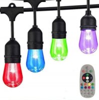 Svetelna retaz LED RGBW farebná - 15ks žiaroviek + 14m kábel IP65 krytie a diaľkové ovládanie
