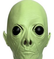 Maska na tvár ufón mimozemšťan – zelená halloweenska maska pre deti aj dospelých