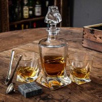 Set na whisky darčekový – karafa s 2 pohármi + 9 ľadových kameňov + doplnky