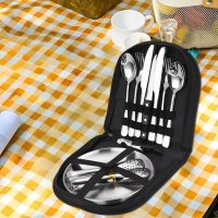 Outdoorový set na stolovanie 20-dielny – príbory a taniere na piknik